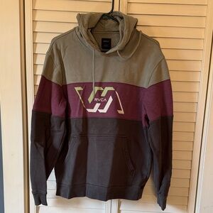 RVCA Men’s Multitone Hoodie in Olive, Burgundy, and Dark Gray medium USED